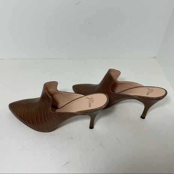 NWOB J. Crew Lissa mule  high heels brown leather embossed lizard size 7 - Picture 4 of 7